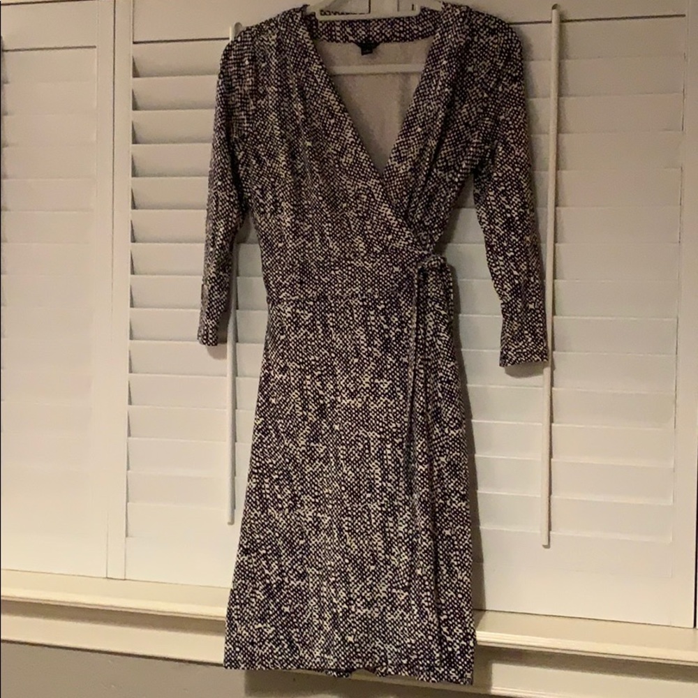 Navy and white wrap dress